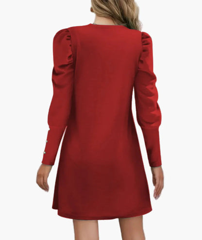 Damen Elegantes Minikleid mit Puffärmeln – Perfekt für Büro und festliche Anlässe