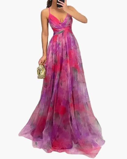 Damen Maxikleid Elegant Blumenmuster Sommer Festlich Abendmode