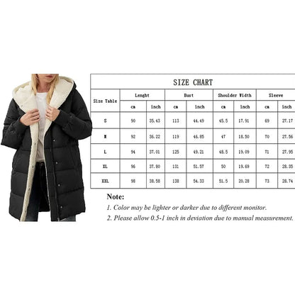 Damen Langer Steppmantel mit Kapuze Gefüttert Winter Jacke
