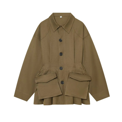 Übergangsjacke mit Kragen und Pattentaschen Locker geschnitten