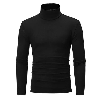 Herren Rollkragenpullover Langarmshirt Eng Anliegend