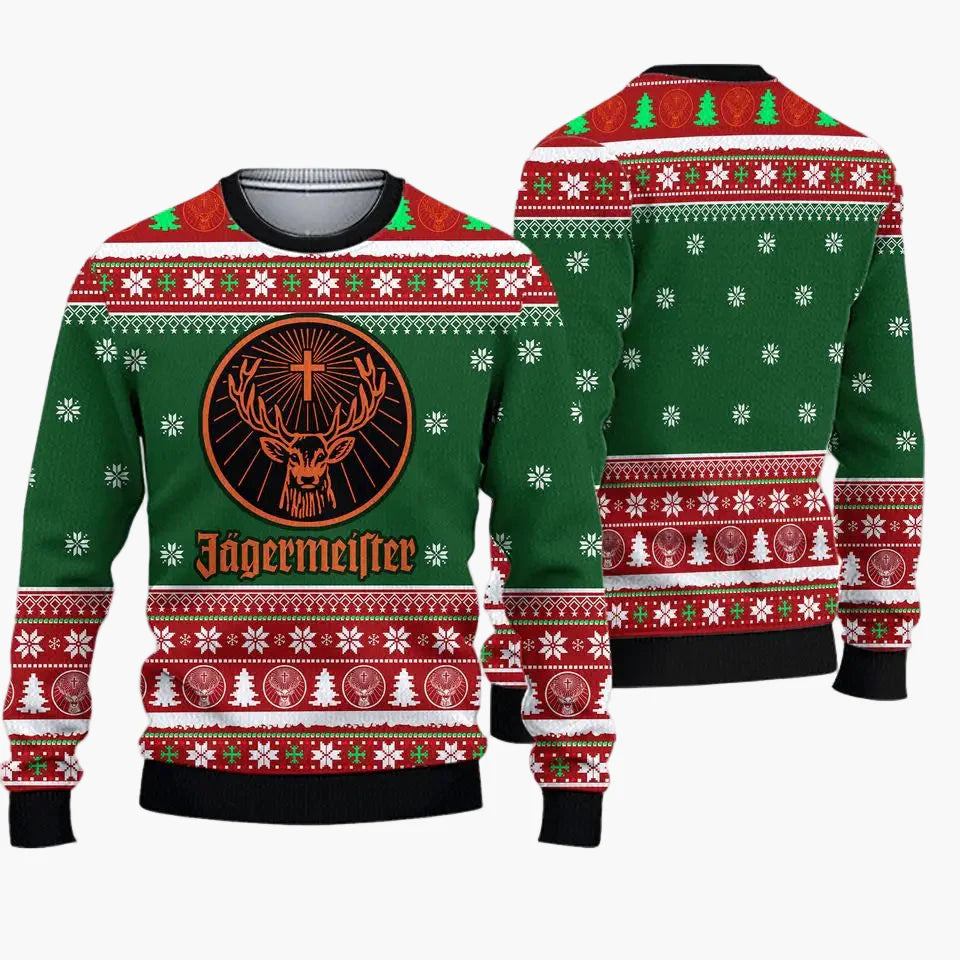 Herren Jägermeister Ugly Christmas Sweater – Festlicher Pullover für Weihnachten & Winterpartys