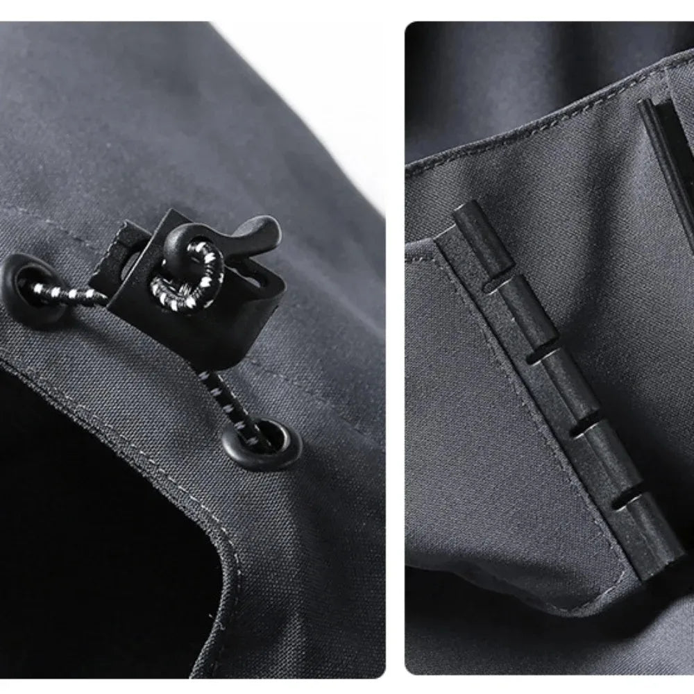 Herren Outdoor Jacke mit Kapuze & Reißverschluss – Schwarz