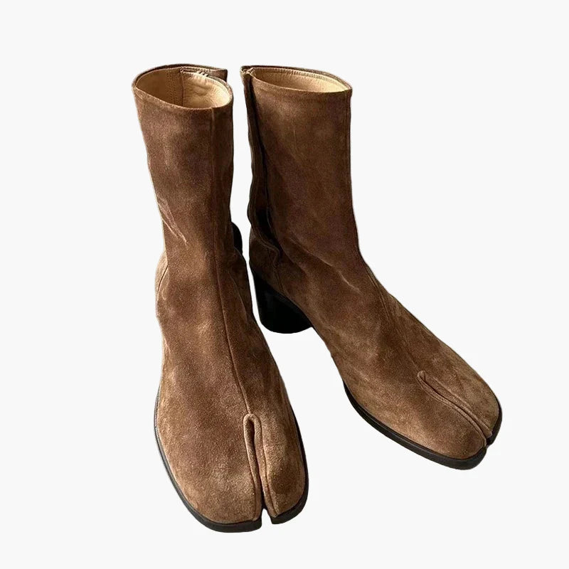 Damen High Heel Stiefeletten mit Tabi-Design – Modische Statement-Boots für Herbst und Winter