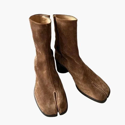 Damen High Heel Stiefeletten mit Tabi-Design – Modische Statement-Boots für Herbst und Winter