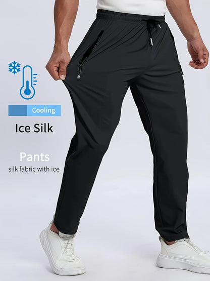 Herren Freizeithose Grau mit Reißverschlusstaschen Elastischer Bund