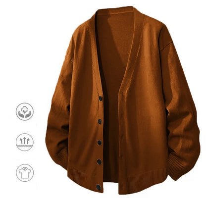 Herren Cardigan Strickjacke V-Ausschnitt Knopfleiste