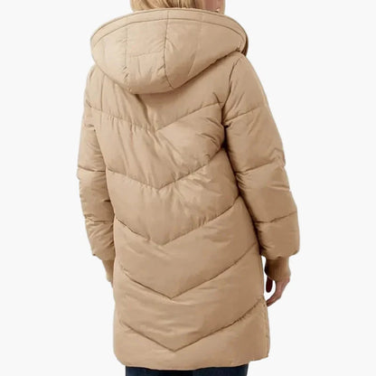 Damen Winter Steppmantel mit Kapuze – Langer, warmer Outdoor Mantel für kalte Tage