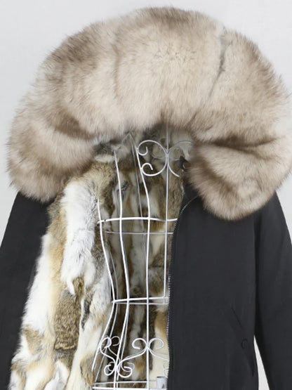 Winterparka mit Kapuze und Futter in Felloptik