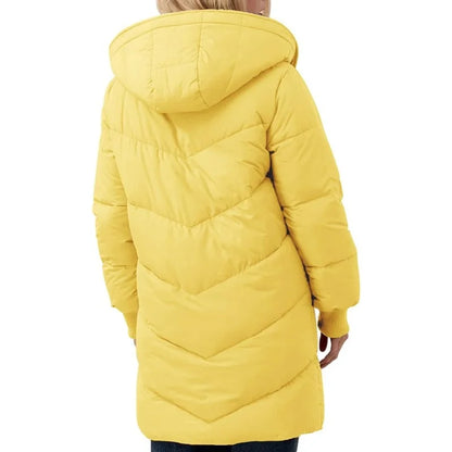 Damen Langer Steppmantel mit Kapuze Gefüttert Winter Jacke