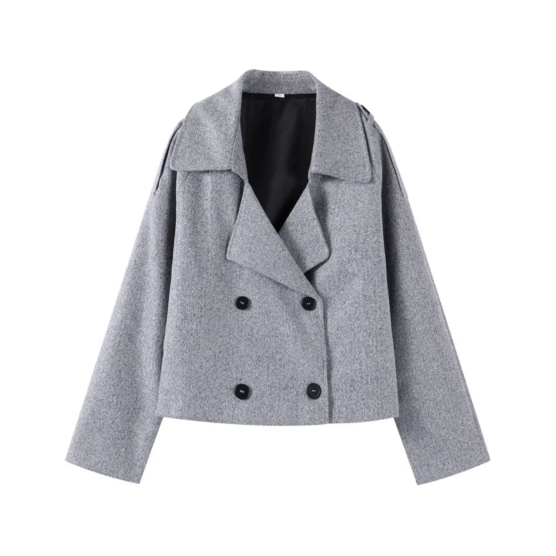 Kurze Jacke für Damen, lockerer Schnitt, Reißverschluss, Kragen, in verschiedenen Farben