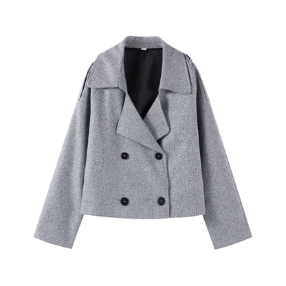 Kurze Jacke für Damen, lockerer Schnitt, Reißverschluss, Kragen, in verschiedenen Farben