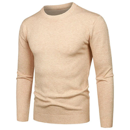 Herren Rundhals Pullover Langarm Feinstrick