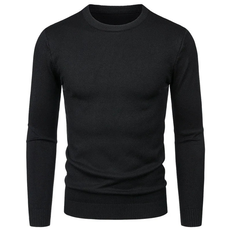 Herren Rundhals Pullover Langarm Feinstrick