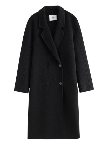 Damen Langer Mantel Doppelreiher Dunkelgrau Winter