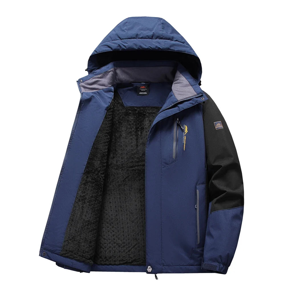 Herren Winterjacke mit Kapuze und Fleece-Futter – Atmungsaktiv & Winddicht, Blau