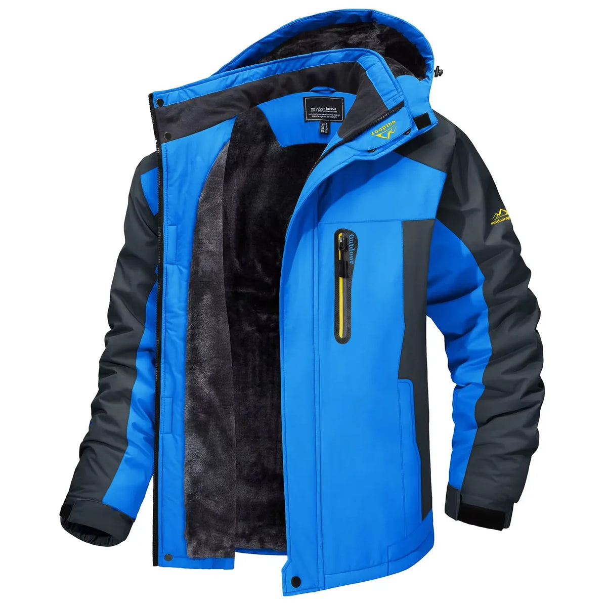 Herren Winterjacke mit Kapuze Gefütterte Outdoor-Jacke Wasserabweisend Warm