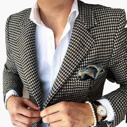 Herren Hahnentritt Sakko – Eleganter Business & Freizeit Blazer im Retro-Stil