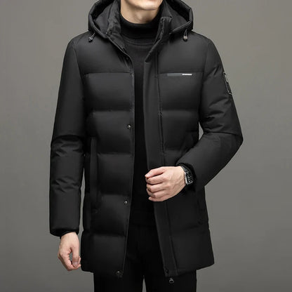 Herren Winter Steppjacke mit Kapuze Gefüttert Lang