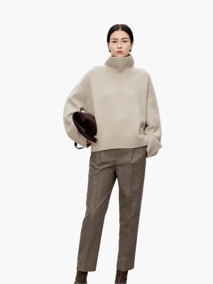 Damen Oversize Rollkragenpullover – Stilvoller Strick für Alltag und Büro