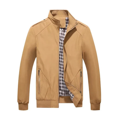 Herren Freizeit Bomberjacke mit Stehkragen und Reißverschluss, Windbreaker Übergangsjacke