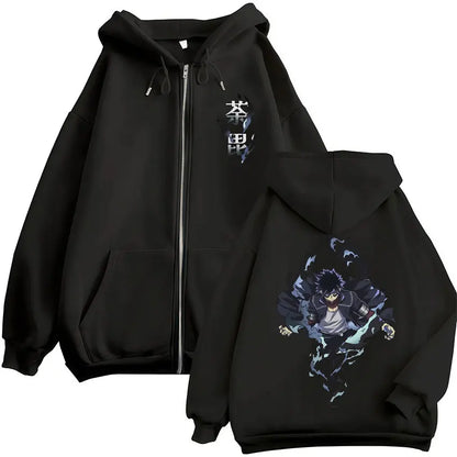 Unisex Reißverschluss Hoodie mit Kordelzug und Motivdruck – Verschiedene Designs