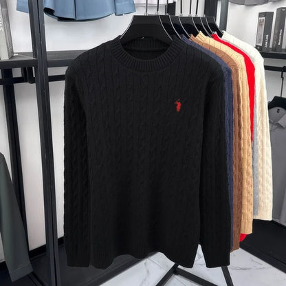 Zopfmuster Strickpullover Rundhals für Herren