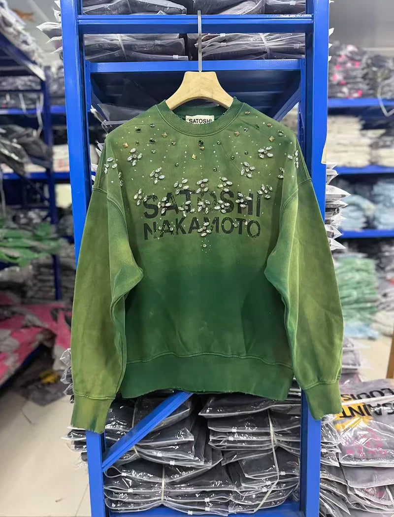 Unisex Sweatshirt mit Farbverlauf und Strasssteinen