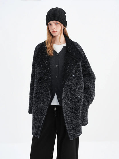 Kurzer Tweed-Mantel Damen Zweireihig Anthrazit