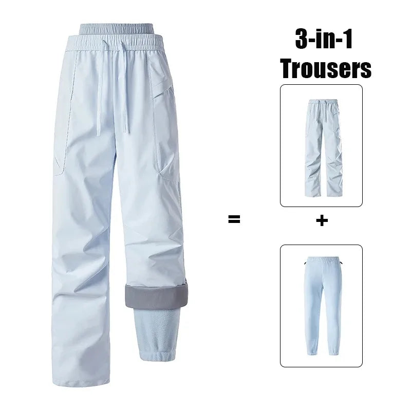 Unisex 3-in-1-Hose mit Fleecefutter, Kordelzug und elastischem Bund