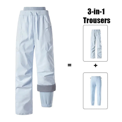 Unisex 3-in-1-Hose mit Fleecefutter, Kordelzug und elastischem Bund