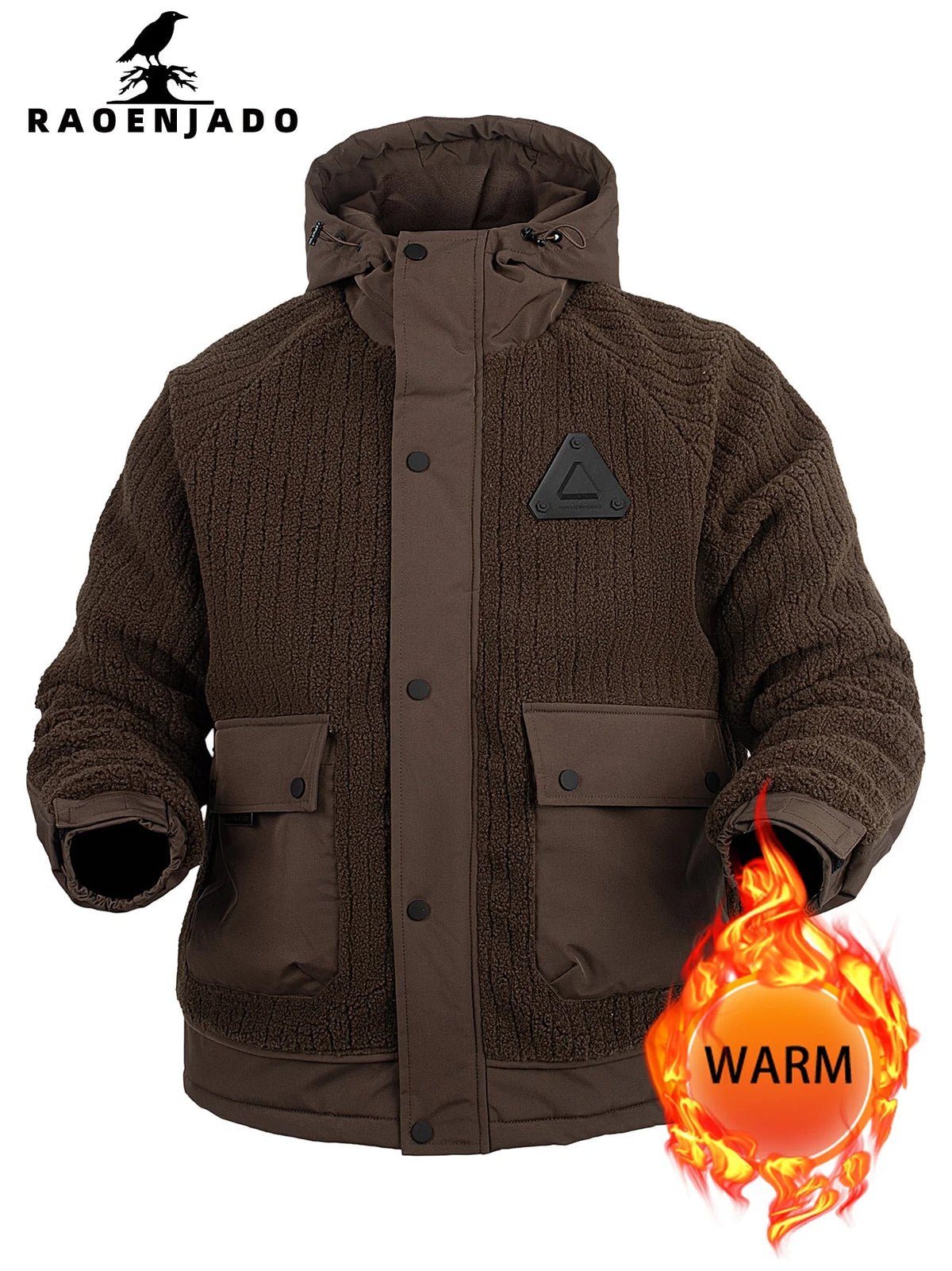 Teddyfleece Winterjacke mit Kapuze & Taschen Herren
