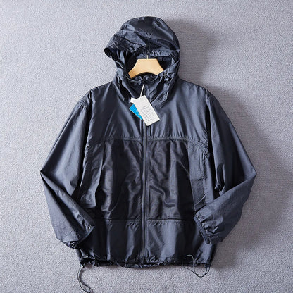 Leichte Kapuzenjacke Unisex mit Reißverschluss und Netzeinsätzen, Windbreaker