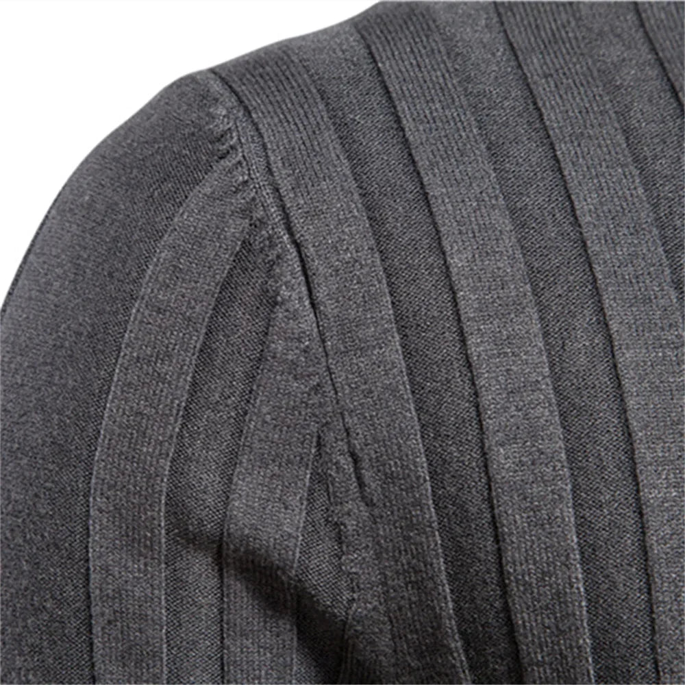 Herren Rollkragenpullover mit Rippstruktur – Eng anliegender Strickpullover