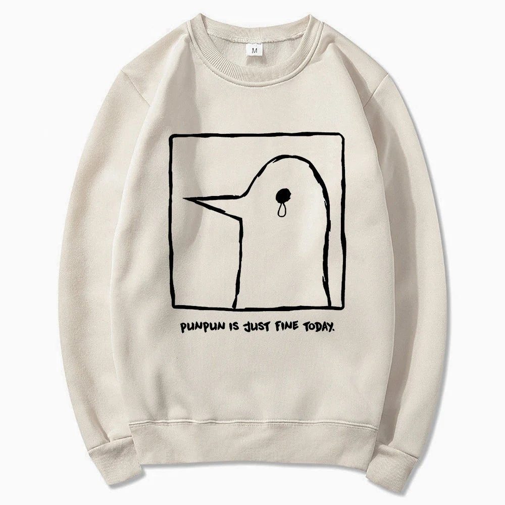 Hoodie mit Pinguin-Print, Beige