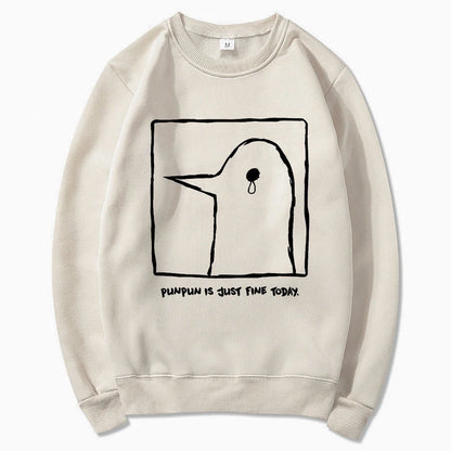 Hoodie mit Pinguin-Print, Beige