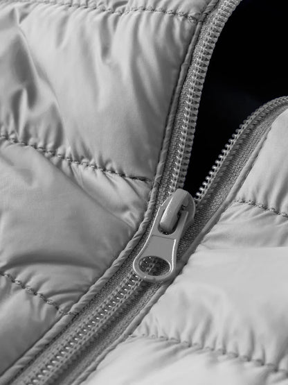 Gesteppte Daunenjacke mit Kapuze für Herren, Reißverschluss, Winterjacke