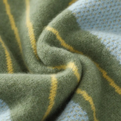 Unisex Pullover mit Rautenmuster, Rundhals und Rippbündchen, Mehrfarbig