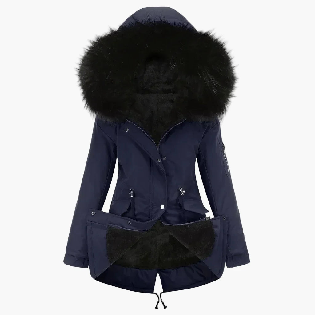 Damen Winterparka mit Kapuze und Kunstfell – Stilvoller Mantel für kalte Tage