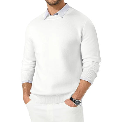Herren Rundhals Pullover Langarm Basic Strickpullover für Männer