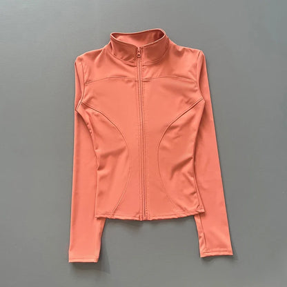 Damen Sportjacke mit Stehkragen & Reißverschluss, Langarm, schmale Passform