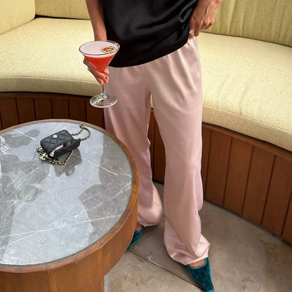Damen Weite Bein Hose glänzend – Elegante Hose mit weitem Bein in verschiedenen Farben