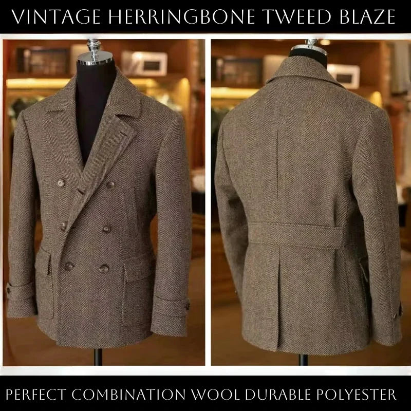 Herren Vintage Doppelreihiger Hahnentritt Blazer – Eleganter Stil für formelle Anlässe und Freizeit