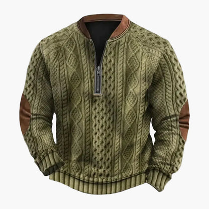 Herren Sweatshirt Halb-Reißverschluss Steppmuster Patchwork Outdoor Freizeitpullover