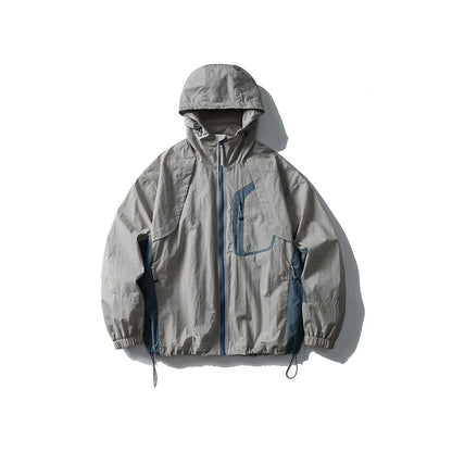 Unisex Leichte Kapuzenjacke Windbreaker mit Reißverschlusstasche