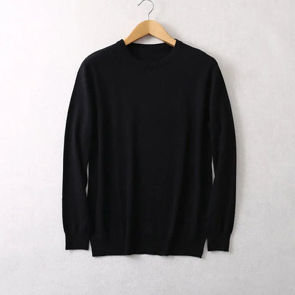 Unisex Langarm-Pullover mit Rundhalsausschnitt Feinstrick Grau Schwarz Braun