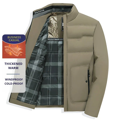 Herren Business Casual Winterjacke – Winddicht, Kältefest, Dick Gefüttert