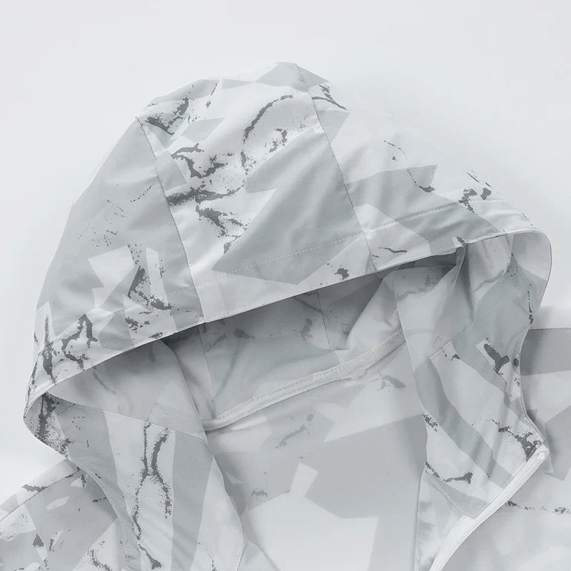 Herren Jacke mit Kapuze & Reißverschluss, Camouflage-Muster, Windbreaker