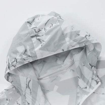 Herren Jacke mit Kapuze & Reißverschluss, Camouflage-Muster, Windbreaker