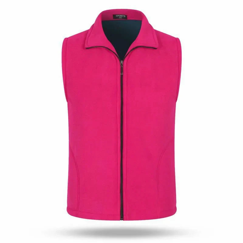 Fleece Weste mit Reißverschluss Stehkragen für Damen